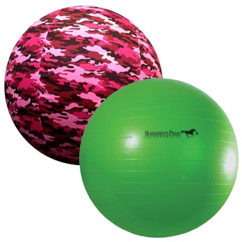 Horsemen's Pride 40 Jolly Mega Ball with Pink Camo Cover, Inflatable Horse Toy for Training, Pasture Play, and Enrichment, Durable Polyester Cover, Fun and Engaging Activity for Horses