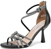 QUEEN HELENA Sandali Eleganti con Strass Tacco Medio Donna ZM96003