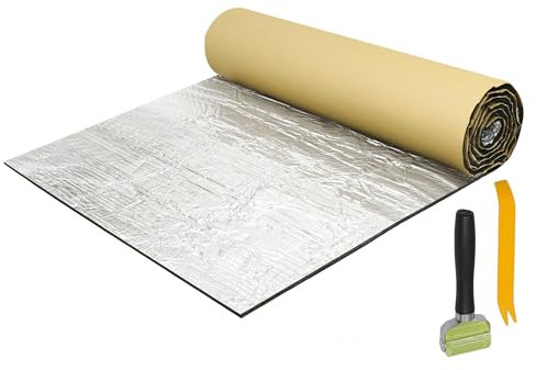 QUARKZMAN 1.52㎡ 6mm Tapis D'Insonorisation Avec Outil De Démontage Du Rouleau En Mousse À Feuille D'Aluminium Pour Capot D'Aile 152cmx100cmx6mm Avec outils d'installation