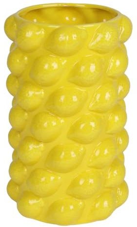 Zitronenvase, 26,5 cm hoch, Zitrusvase aus Keramik, Vase in gelb mediterraner Stil - Keramikvase Zitrone Tischvase Blumenvase