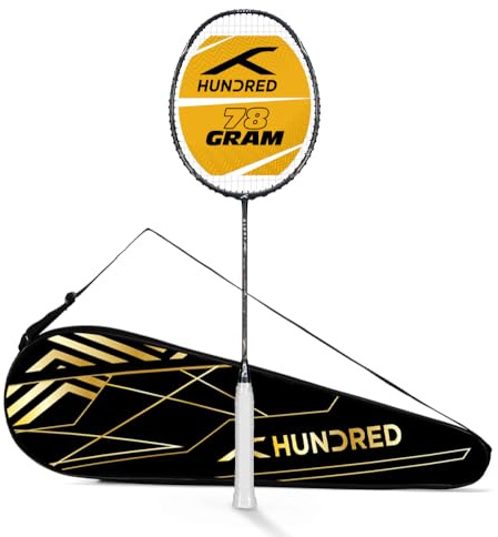 HUNDRED Glory Limited Edition Strung Badminton Racket (Dk grå/röd, standardstorlek) | Unisex | Material: Kolfiber | med fullt racketfodral