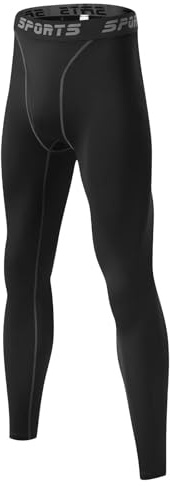 TERODACO Compression Leggings Men Stretchy Quick Dry Base Layer Leggings Mens Soft Lightweight Running Tights Men Gym Cycling Sports Hiking Bottoms,Seamless Breathable Sweat Wicking 3333 Black L
