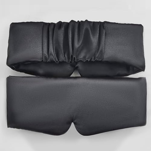 Masque de sommeil en satin,plus doux qu'un véritable masque oculaire en soie de mûrier,masque oculaire sans pression pour les yeux bouffis,dormez sur les côtés des hommes et des femmes (1 pièce, noir)