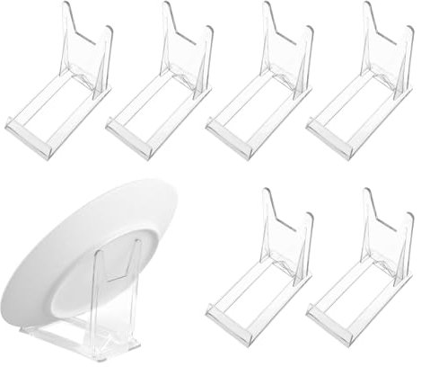 6Sets Acrylic Plate Stands Adjustable for angle Acrylic Display Stand Plastic Stand Picture Plate Holders for Display Pictures or Plate Home Office Supplies Festival Party Decoration