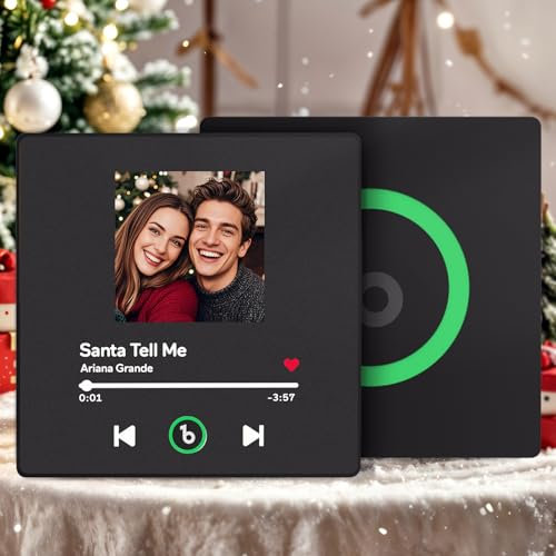 Custom Music Fridge Magnet Personalised Gifts Album Fridge Magnet Spotify Song Refrigerator Magnet with Photo, Built-in Music Can Play Songs Home Decoration Gifts for Him, Her, CouplesMusic Lovers