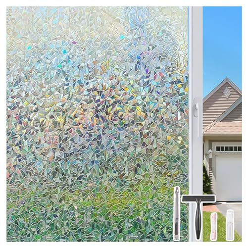 LEMON CLOUD 3D Pellicola per Vetri Privacy Pellicola per Finestre Geometria, Pellicola Colorati Decorative, Anticalore, Adesione Statica, per Casa Cucina Ufficio, 44,5 x 200 cm con Utensile