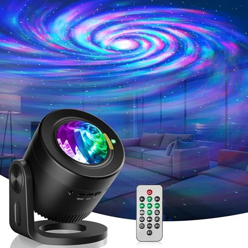 Proiettore Stelle Soffitto, LED Proiettore Aurora Boreale 180° Regolabile, 33 Combinazioni di Nebulose con Musica Bluetooth, Timer e Telecomando per Decorazione Stanza/Festa/Home Theater (Nero)