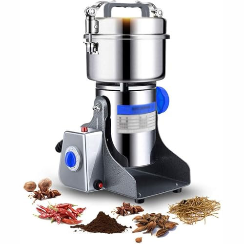 GHRERTX Electric Grain Grinder,600G Commercial Herb Spice Mill with Overload Protection& 5min Timer Mill,Open-Cover-Stop Protection,for Dry Spice Herbs/Nut/Coffee/Rice(2000g)