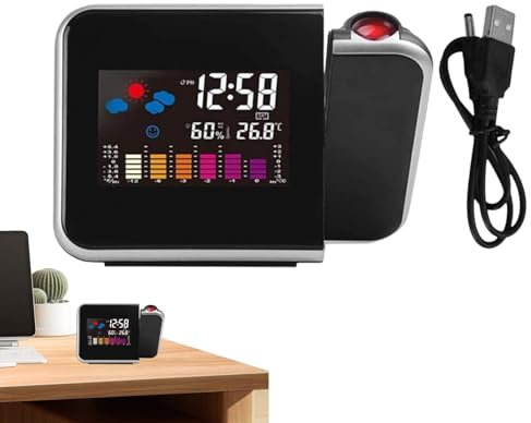 Reloj de proyección, Pantalla a Color 8190, Reloj de proyección Digital, Calendario perpetuo Creativo, Reloj meteorológico, Reloj Despertador electrónico de proyección LED, Monitor de Temperatura,
