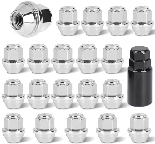 EFUTURETIME 20 x Ecrou Roue M12x1.5 Écrou de Roue Anti Rouille Conique 60° Goujon de Roue Hex 19mm Compatible avec d'Origine Ford (Silber)
