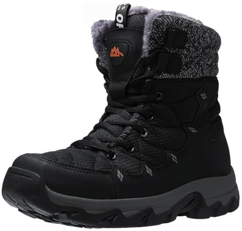 TRAILBLITZ Scarpe Invernali Uomo Scarponcini Stivali da Neve Idrorepellenti Antiscivolo da Esterno Caldi Altezza 18 CM (46 Uomo,Nero)