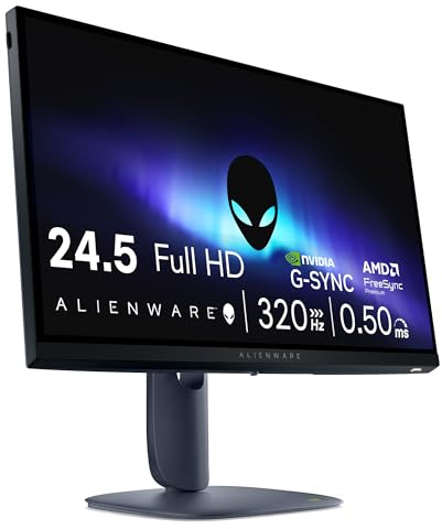Alienware 25 Gaming Monitor - AW2525HM, Full HD (1920x1080), 320Hz, Fast IPS, 0.5ms, NVIDIA G-SYNC Compatible, AMD FreeSync Premium, DisplayPort, 2 HDMI, 3 USB, 3 Year Warranty