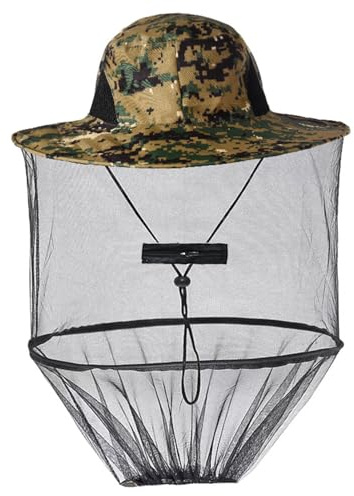 1 cappello a rete anti-zanzare con rete rimovibile: funziona come apicoltore, pesca, campeggio, copertura per il viso portatile per escursioni all'aperto, verde