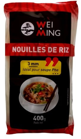 WEI MING – Nouilles de Riz Légères et Sans Gluten, Texture Souple Idéale pour Wok (400g) - Le Lot De 4