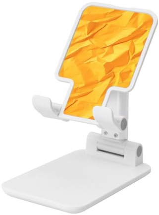 Plain Yellow Paper Texture Foldable Cell Phone Stand Adjustable Angle Height Desktop Portable Cellphone Cradle Compatible With All Smartphone White-Style