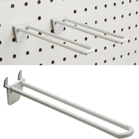 2you 48 Pack Shop Wall Display Hooks Double Prong for MDF Boards Pegboard 8 Inch – Euro Style Plastic Retail, Slatwall & Peg Board Organizer, Merchandising Hangers for Store Fixtures Storage Garage