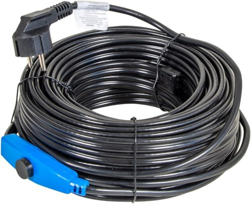 horizont Câble chauffant antigel avec thermostat de 1 à 48 m, idéal pour conduite d'eau ou plantes, chauffage d'accompagnement étanche, radiateur électrique, câble chauffant pour palmiers, 24 m