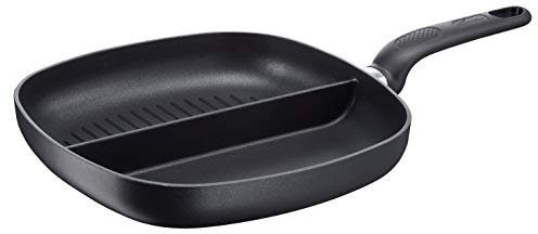 Lagostina Speciali Antiaderenti Grill Duo, Fondo Liscio e a Rilievo, Alluminio, Nero, 26x26 cm