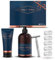 King C. Gillette Set regalo con rasoio da uomo e cura della barba, rasoio + 5 lame + gel da barba + shampoo da barba, set regalo per uomini