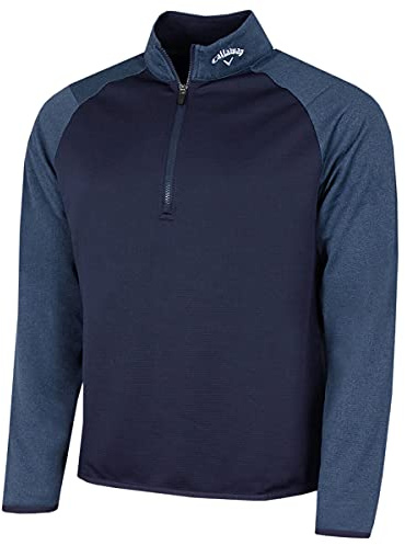 Callaway Golf Hommes 1/4 Pull midlache de Sport à Deux Tons - Peacoat - L