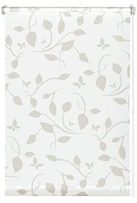 GARDINIA EASYFIX Dekor Scandinavian Rollo ohne Bohren, Zum Kleben oder Klemmen, Blickdicht, Lichtdurchlässig, Weiß/Natur, 55 x 180 cm