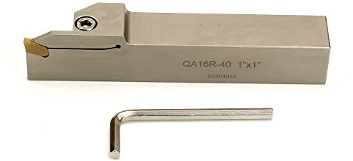 OSCARBIDE 1x1Heavy Duty Indexable Grooving Parting Holder Nickel Plated QA16R-40 Right -Hand Lathe Cut Off Tool with GTN-4 Carbide Insert, 1pcs