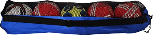 22YardsPro Heavy Duty Football Netball Rugby 5 Ball Carry Sack Holdall Bag Brand UK (Blue)