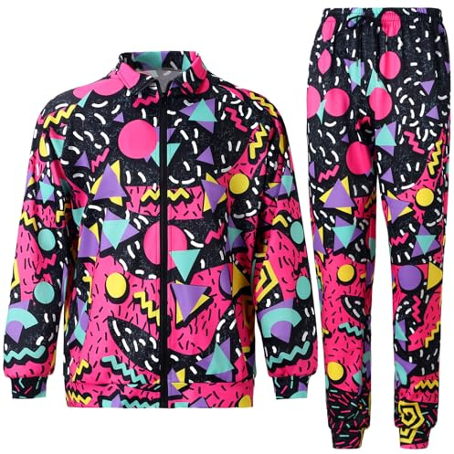 Mepase Retro 80s 90s Outfit for Men Side Taping Sportswear Urbanwear Streetwear Casual Long Sleeve 90s Tracksuit for Jogger (Modern,Medium)
