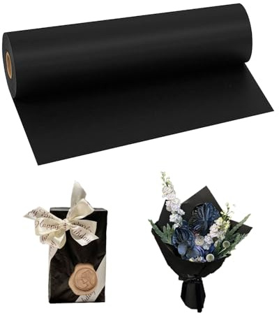 Rotolo Carta da regalo, Carta Kraft 30cm,Carta Imballaggio per Confezioni Regalo, Artigianato,Decorazione (Nero, 10M)