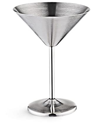 Plookyoe Copa de CóCtel de Martini de Acero Inoxidable Copa de Vino de Base Alta Copa de Vino Irrompible Barra de Metal Copa de ChampáN Plata
