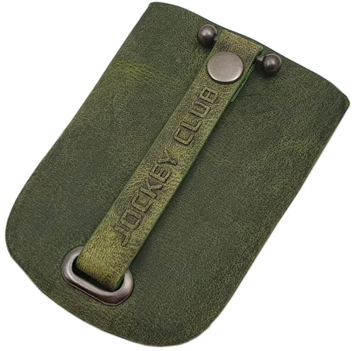 mylädershop Buffel i full läder nyckelklocka med en infällbar och utdragbar nyckelring, Grön, Einheitsgröße