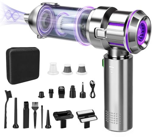 KLYNGTSK Aspirapolvere Auto, Aspirabriciole Senza Fili,25KP Aaspirapolvere per Auto Aspiratore e Soffiatore con Motore Brushless, Mini Aspirapolvere Potente per Auto Casa Ufficio Peli di Domestici