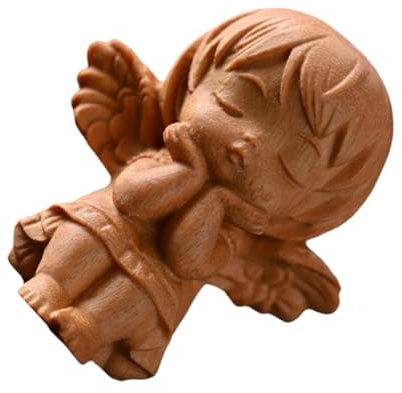GARIOUANS Figurine d'ange en Bois Ailes Sculptées, Décoration Polyvalente et Finement Travaillée pour Bureau ou Café, Modèle Élégant et Artistique
