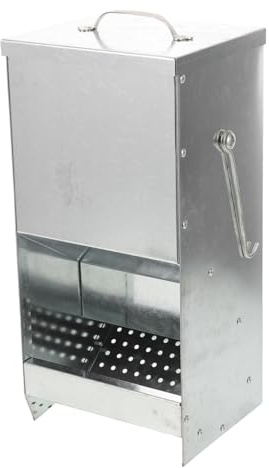 KONTONTY Distributeur de Nourriture Métallique pour Cages Mangeoire à Foin Compacte avec Couvercle Magnétique et Crochets Latéraux pour Furets Poulets et Petits Animaux Accessoire