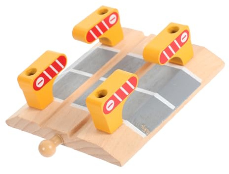 minkissy Wooden Train Track Accessories Intersection Rails Barricades for Railway Track Pretend Play Educational Toy for Boys and Girls