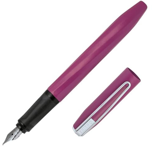 ONLINE Füller Slope, Patronen-Füller mit Iridiumfeder Strichstärke F, für Standard-Tintenpatronen, ergonomisches Griffstück, Füller für Rechtshänder, für Schule und Büro, Farbe Wild Berry