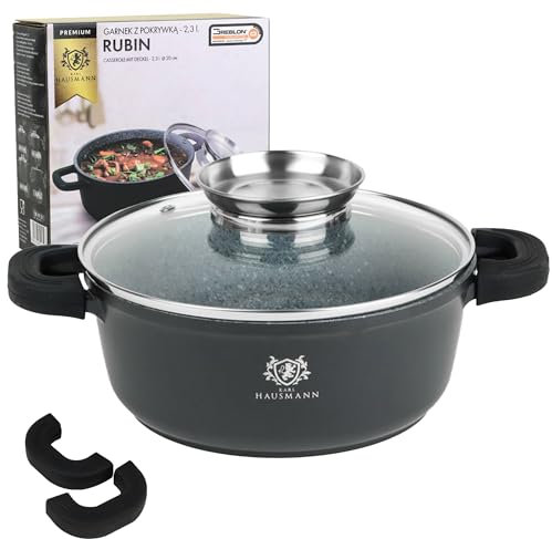 KARL HAUSMANN Pentola Antiaderente - 2.3 Litri - 20 cm - Casseruola Induzione in Alluminio Pressofuso con Coperchio - Pentola per Tutti i Piani Cottura - Pentole Antiaderenti per Pasta - Pot - Tegame