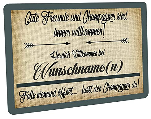 Fußmatte personalisiert - robuste, rutschfeste Fussmatte für Außen & Innen - waschbare Schmutzfangmatte - Fußabtreter Türmatte für aussen & an der Haustür - 60x40cm - Gute Freunde und Champagner