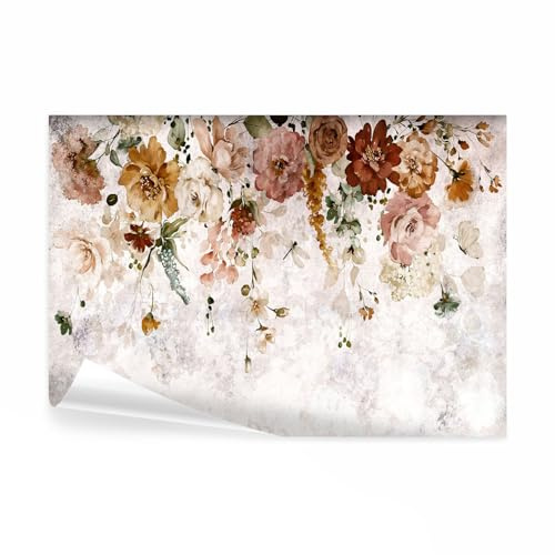 decomonkey Papier Peint Panoramique Fleurs 400x280 cm Décoration murale | Tapisserie décorative pour chambre salon, Fleurs colorées plantes nature, moderne
