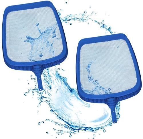 Amapool Basics Poolkescher I Pool Kescher Set 2 Stück I Laubkescher I Flachkescher I Oberflächenkescher feinmaschig I Poolzubehör für die Poolreinigung
