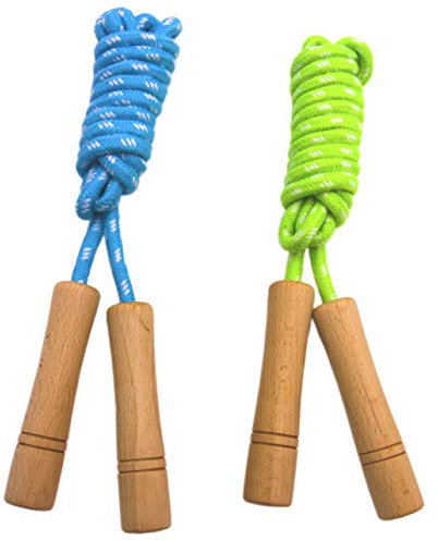 Homello Verstellbare Springseil für Kinder, Springen Seil mit Holzgriff und Baumwollseil, ideal für Fitness Training/Spiel/Fett Brennen Übung - 260cm