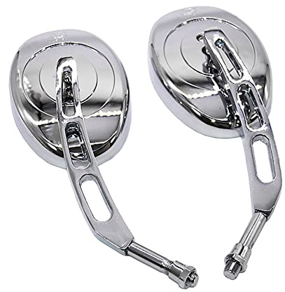 Riloer 2x Motorrad Seitenspiegel für die meisten Motorräder, Roller, ATVs mit 10mm/0.39inch Standardgewinde, Schwarz/Chrom
