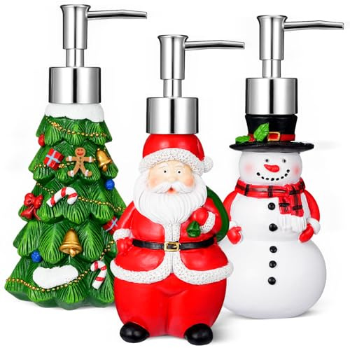 Barydat Weihnachtlicher Handseifenspender – Harz-Lotionspumpe in Weihnachtsmann-Form, nachfüllbarer Seifenspender für Küche und Badezimmer, 3 Stück