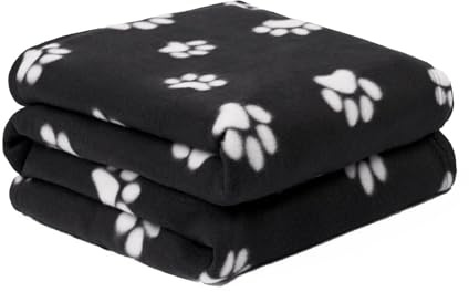OHS Dog Blankets Washable, Pet Blankets for Dogs Soft Comfy Fluffy Pet Sofa Cover Throw, Pet Blankets for Cats Fleece Dog Blanket Warm Cosy, Black 120cm x 150cm