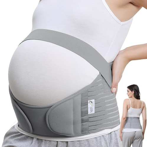 NEOtech Care - Fascia per maternità - Supporto per la gravidanza - Cintura vita/schiena/addome (Grigio, XL)