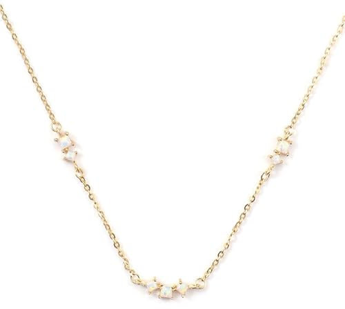 Epinki Gelbgold 18 Karat 750 Damen Ketten, Klassiker Anhänger Halskette mit Quadrat Opal Bunt, 18K Gold Statement Kette Echter Schmuck