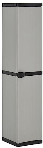 CKioict Materialschrank Büromöbel Mehrzweckschrank Garten-Lagerschrank mit 3 Böden Grau & Schwarz 34x40x168 cmfür Arbeitszimmer, Wohnzimmer