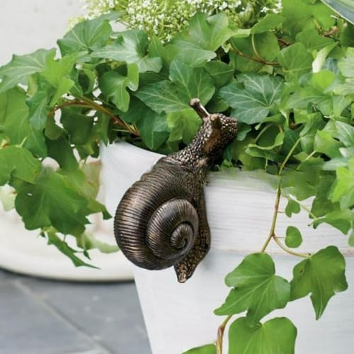 Décoration d'escargot pour plantes - Statue en résine - Pot de fleurs - Ornements en résine à suspendre - Escargots décoratifs noirs - Sculptures d'extérieur pour jardin, pelouse, maison, bureau