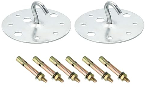PATIKIL 220 Libras 90mm Acero Techo Ganchos, 2uds Techo Ventilador Gancho Almohadilla Ojos Placa Pared Percha Herraje con Montaje Tornillos para Colgar Lámpara Planta Cestas