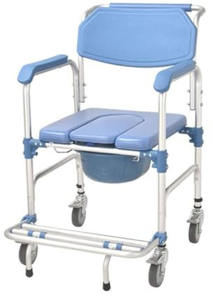 LIBRACTA Rollstuhl Mit WC Eimer, Leichtgewicht Faltbarer Rollator, Faltrollstuhl Aus Aluminium Für Ältere Und Behinderte, Leichtgewicht, Klappbare Fußstütze Und Armlehnen